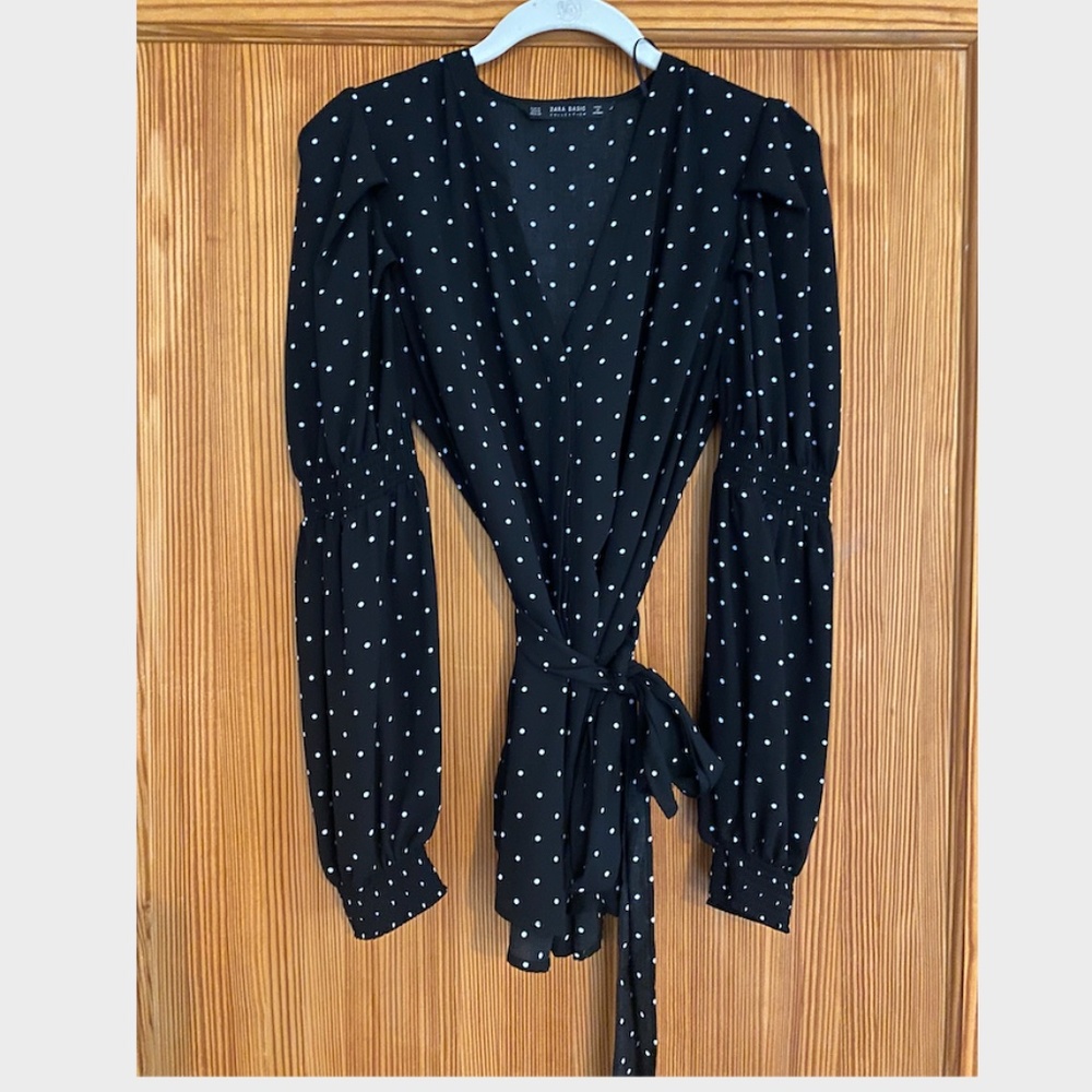 ZARA Polka Dot Shirt with Bow